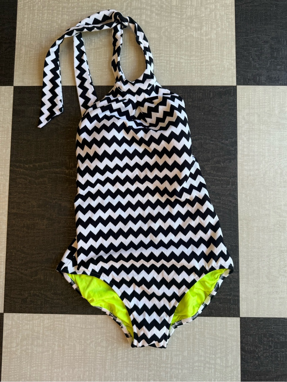 Girls size 10 Australian swimwear Seafolly Chevron Halter One-Piece like new